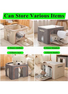 Arabest 3 Pack Clothes Storage Bag Foldable Closet Organizers Storage Containers,Large Storage Bins for Comforters, Blankets, Bedding,Toys, Books, Foldable with Sturdy Zipper,Clear Window, 72l-Yellow  - Image 5