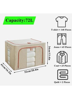 Arabest 3 Pack Clothes Storage Bag Foldable Closet Organizers Storage Containers,Large Storage Bins for Comforters, Blankets, Bedding,Toys, Books, Foldable with Sturdy Zipper,Clear Window, 72l-Yellow  - Image 2