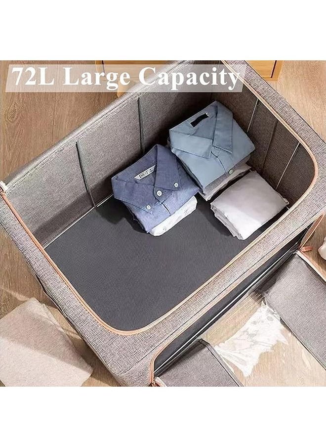 Arabest - 3 Pack Clothes Storage Bag Foldable Closet Organizers Storage Containers,Large Storage Bins for Comforters, Blankets, Bedding,Toys, Books, Foldable with Sturdy Zipper,Clear Window, 72l-Yellow - Image 1