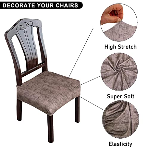 FABANE Spandex Universal Size Dining Chair Seat Cover Set of 4 Seater Pcs are Easily Washable Strechable and Comfortable for Dining Room Home Decor Slip Cover (Texture Brown) - Image 2