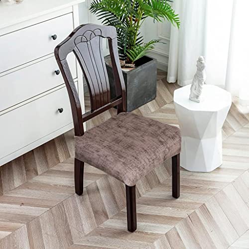 FABANE Spandex Universal Size Dining Chair Seat Cover Set of 4 Seater Pcs are Easily Washable Strechable and Comfortable for Dining Room Home Decor Slip Cover (Texture Brown) - Image 1