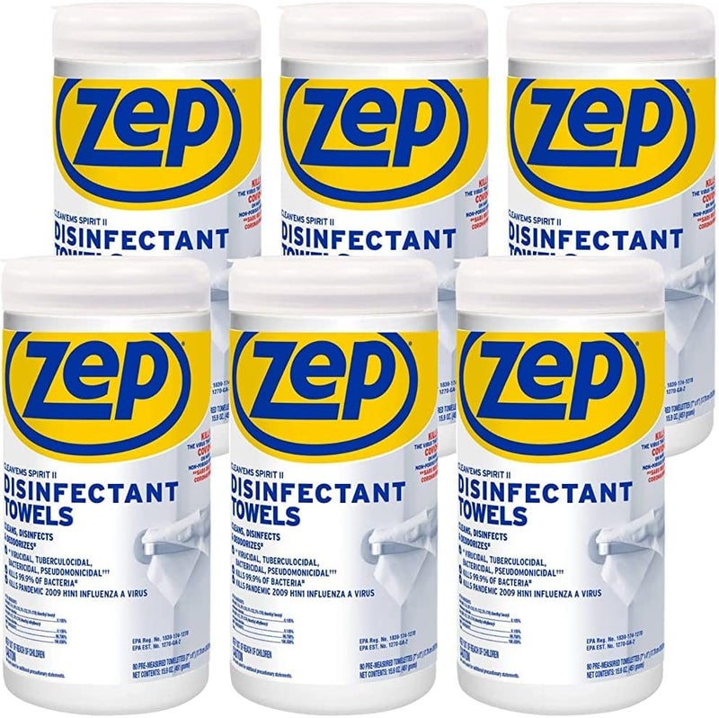 Zep CleanEms Spirit II Disinfectant Towels  40 Towels 1 Unit 650800  Will Clean and Disinfect Hard NonPorous Surfaces - Image 1