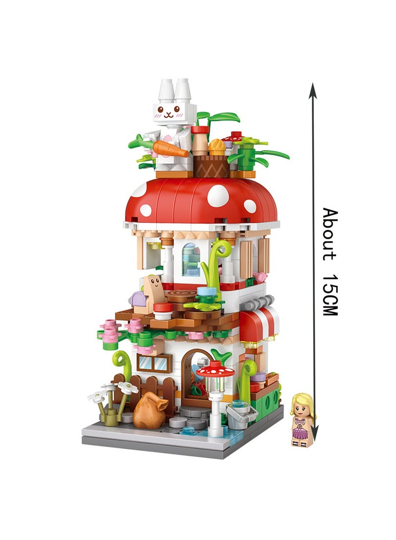 417pcs Mushroom House, Commercial Street Scene Assembly Model Ornaments Building Block Toys, Children'S Educational Game Gifts - Image 2