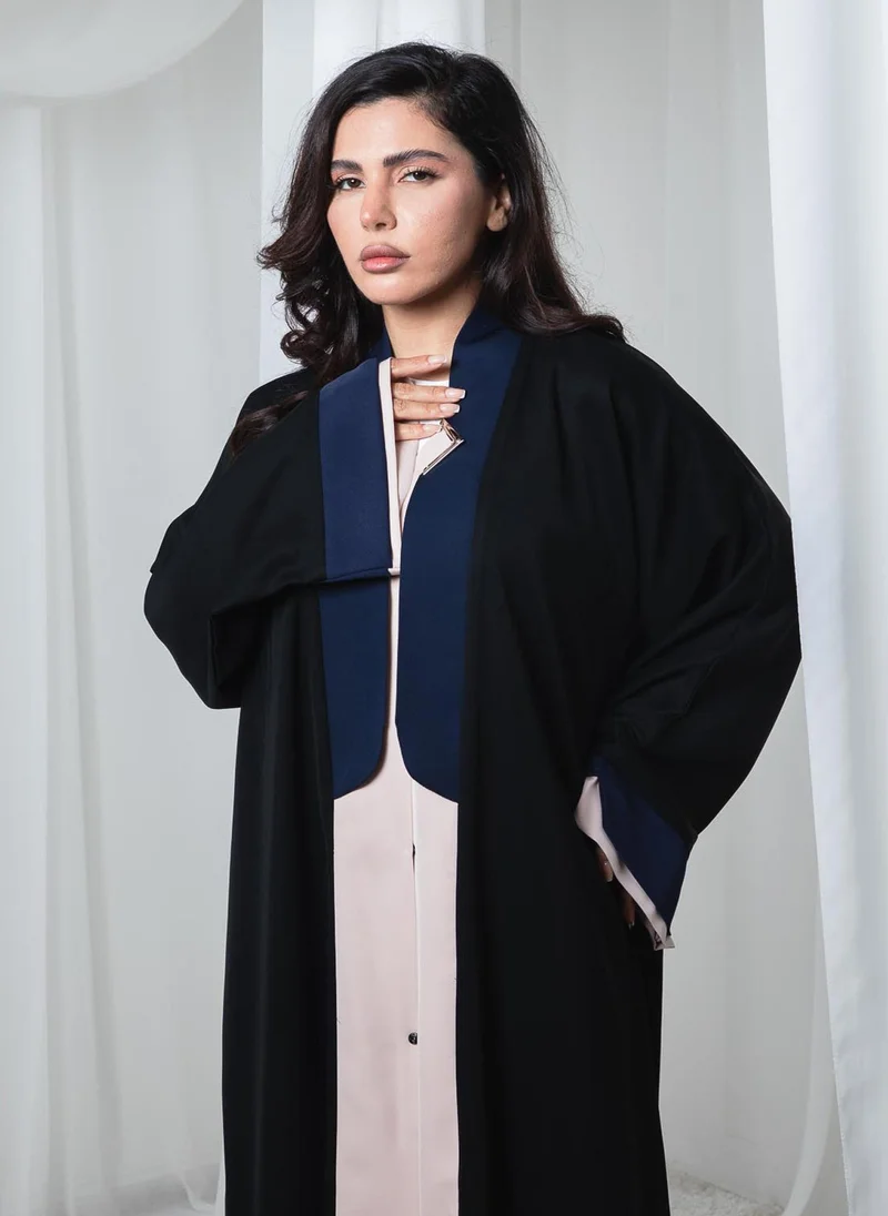 MSquare Fashion Embellished Dark Brown Silk Abaya with Self-Print with Headscarf