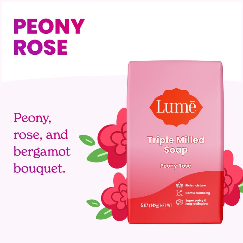 Lume Triple Milled Bar Soap - Rich Moisture & Gentle Cleansing - Paraben Free, Phthalate Free, Skin Safe - 5 ounce (Peony Rose) - Image 3