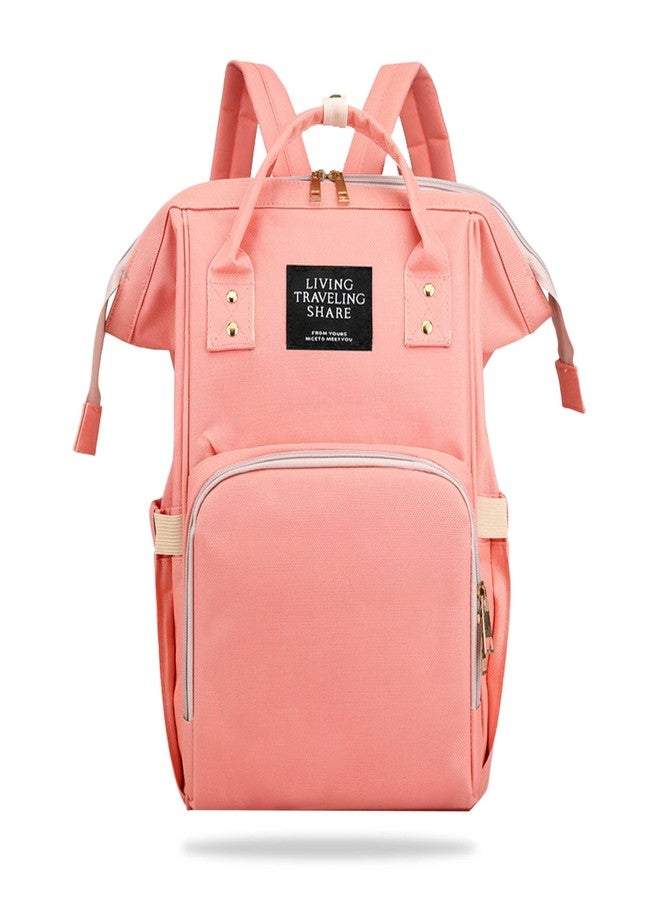 بيمبيكا حقائب حفاضات بيمبيكا للأم والأب، حقائب حفاضات للأطفال للسفر، حقيبة ظهر متعددة الوظائف، مقاومة للماء وذات سعة كبيرة، لون خوخي - Image 1