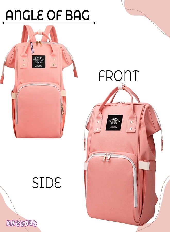بيمبيكا حقائب حفاضات بيمبيكا للأم والأب، حقائب حفاضات للأطفال للسفر، حقيبة ظهر متعددة الوظائف، مقاومة للماء وذات سعة كبيرة، لون خوخي - Image 5
