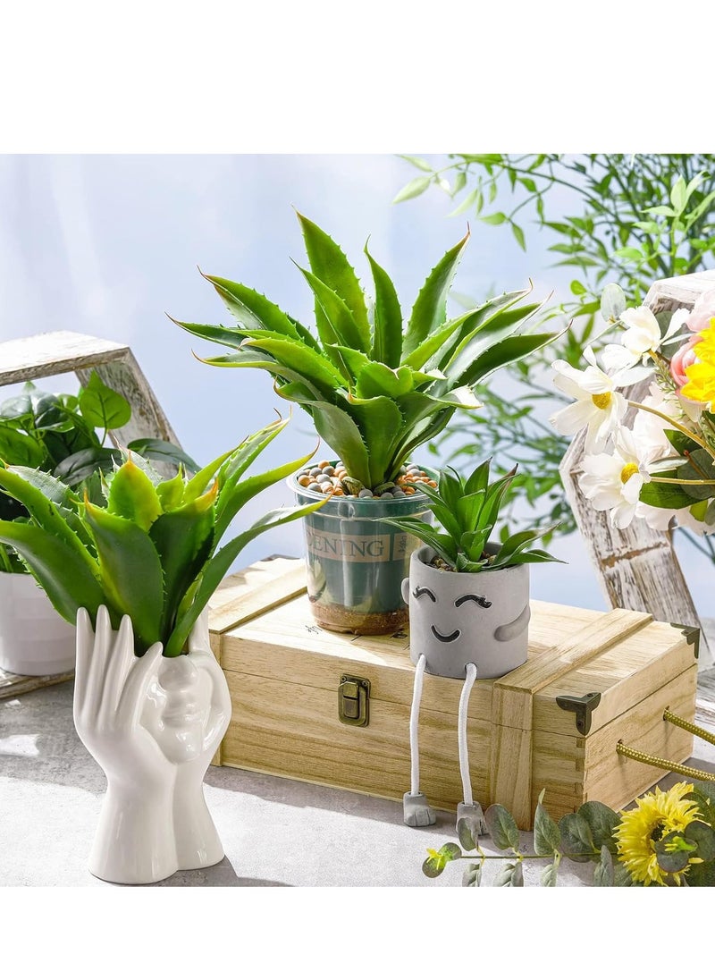 SYOSI - 4 Pcs Artificial Succulents Plants Large Fake Faux Unpotted Leaves Realistic Aloe Plant DIY Crafting Greenery Indoor Decor for Home Wedding Party Wall Festival Office - Image 1