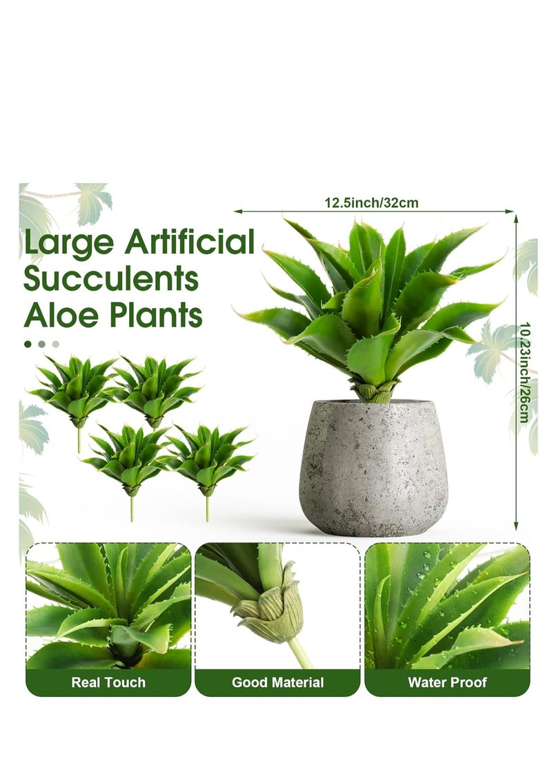 SYOSI - 4 Pcs Artificial Succulents Plants Large Fake Faux Unpotted Leaves Realistic Aloe Plant DIY Crafting Greenery Indoor Decor for Home Wedding Party Wall Festival Office - Image 1
