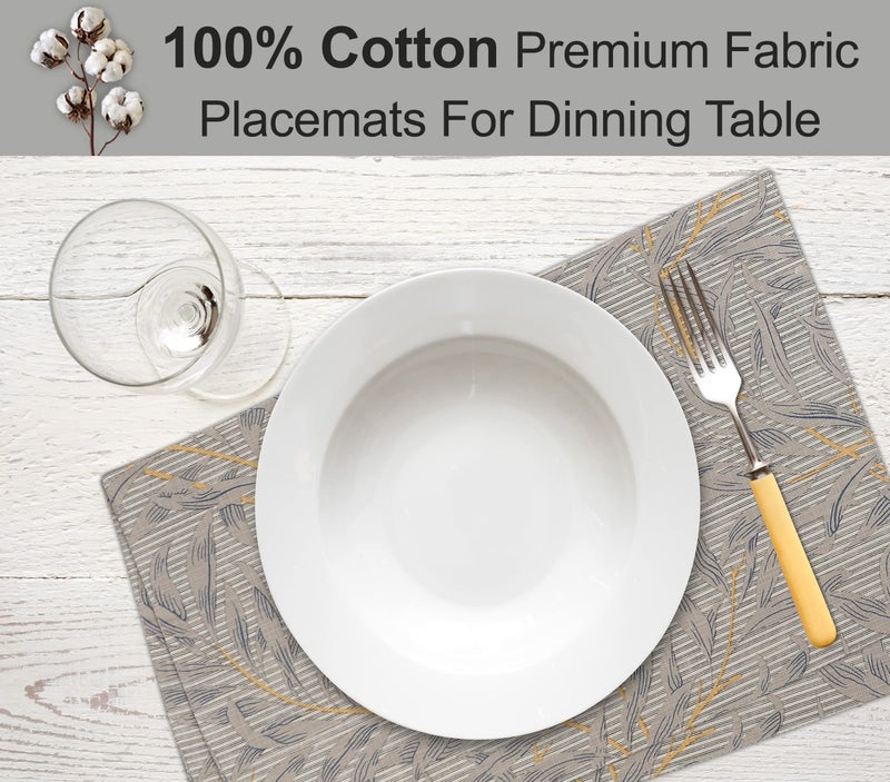 Ruvanti Placemats 100% Cotton 13x19 Inch  Dining Table Placemats Set of 6  Modern Place Mats for Dining Table Decor  Kitchen & Table Linens  Coffee Mat for Christmas Dinners - Leafy - Image 1