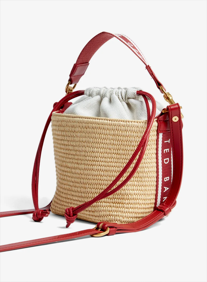 Ted Baker Raffyna Webbing Detail Raffia Small Bucket Bag