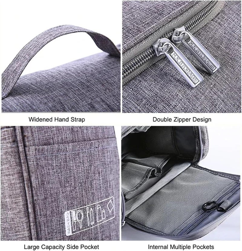 Waterproof Hook Up For Women Cosmetic Bag Travel Organizer Men Makeup Bag Make Up Case Bathroom Toiletry Pouch Wash Neceser(GRAY) - Image 4