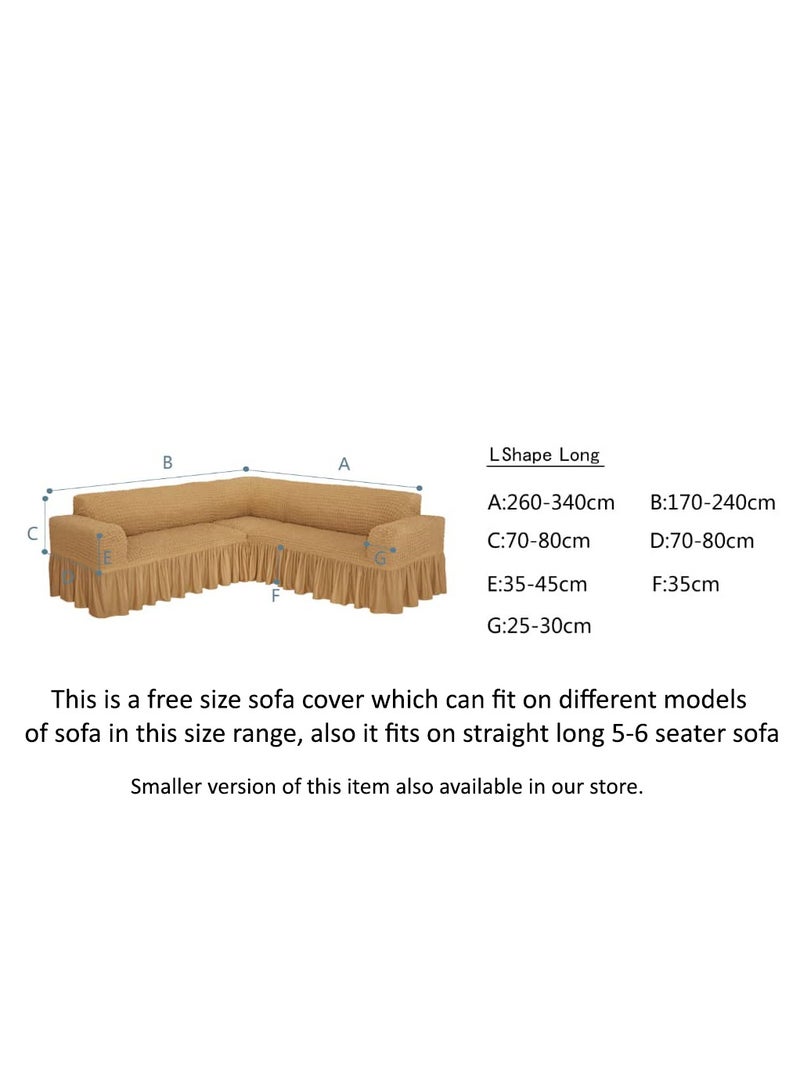 فابينني غطاء أريكة قابل للتمدد على شكل منحنى مناسب لـ 6 مقاعد غطاء أريكة من قماش الجاكار غطاء أريكة زاوية للأريكة الكبيرة مقاس حر يناسب نماذج مختلفة من الأريكة بطول 4 إلى 6 أمتار مع أي زاوية جانبية رمادي - Image 3