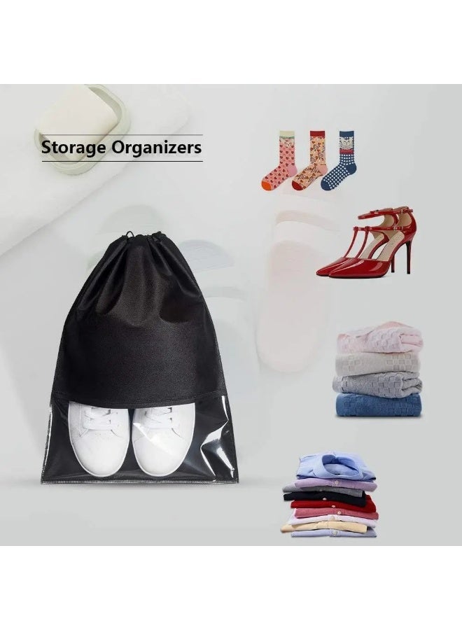 15 Pieces Dust Proof Travel Shoe Bags Transparent Drawstring Storage Bag Dustproof Handbag Cover,32 x 44cm - Image 5