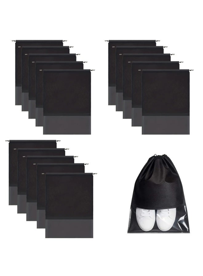 15 Pieces Dust Proof Travel Shoe Bags Transparent Drawstring Storage Bag Dustproof Handbag Cover,32 x 44cm - Image 1