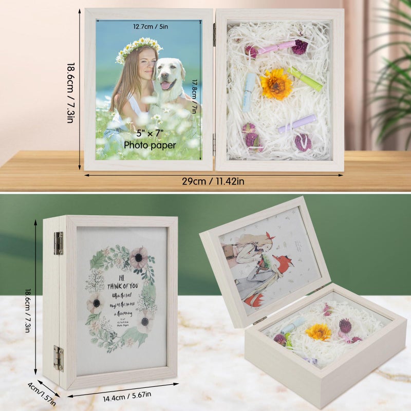 ZEEYUAN 5x7 Small Shadow Box Picture Frame Christmas Mothers Day Photo Gifts for Mom from Daughter Son,Double Hinge 5x7 Picture Frames with Display Box Memorial for Valentines Day Couples Anniversary - Image 3