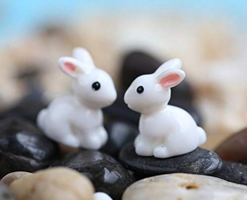 Krisah Resin Rabbits Miniature Garden Decoration Items White 10 pcs (Rabbits), Plant - Image 5