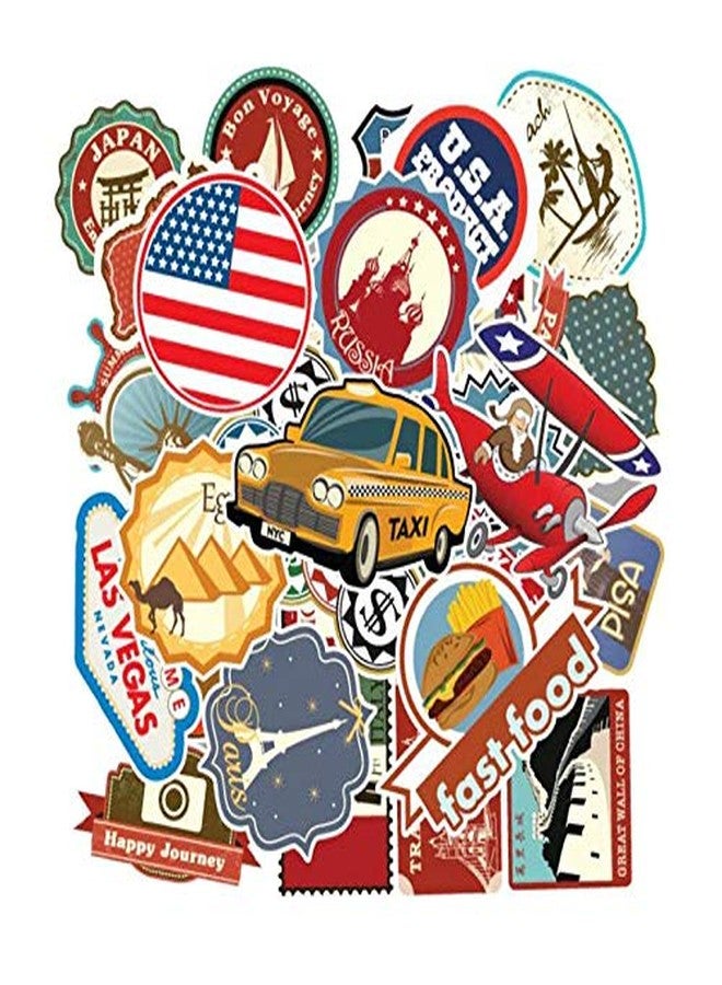 iDream Retro Travel Landmark Waterproof Postage Decals (Set of 100) for Luggage, Scrapbooking, Laptop & DIY Travel Decor Stickers - Image 3