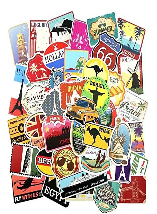 iDream Retro Travel Landmark Waterproof Postage Decals (Set of 100) for Luggage, Scrapbooking, Laptop & DIY Travel Decor Stickers - Image 5