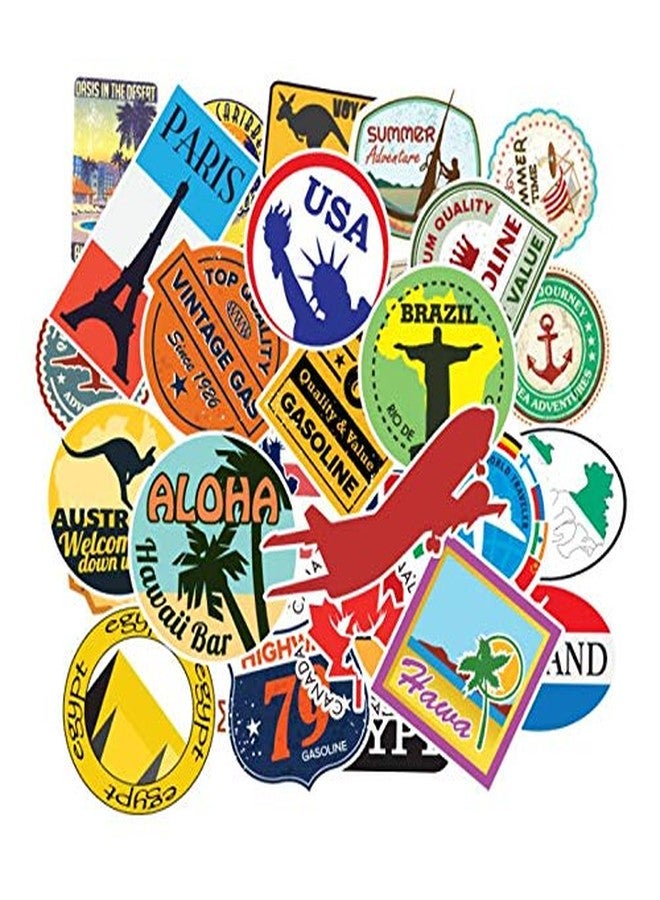 iDream Retro Travel Landmark Waterproof Postage Decals (Set of 100) for Luggage, Scrapbooking, Laptop & DIY Travel Decor Stickers - Image 2