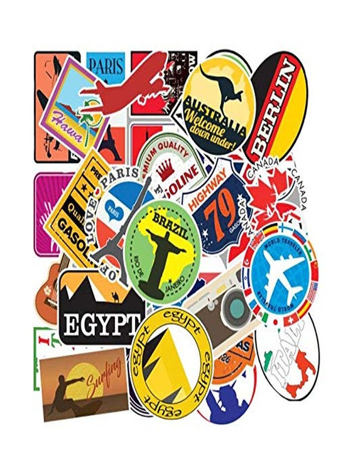 iDream Retro Travel Landmark Waterproof Postage Decals (Set of 100) for Luggage, Scrapbooking, Laptop & DIY Travel Decor Stickers - Image 4