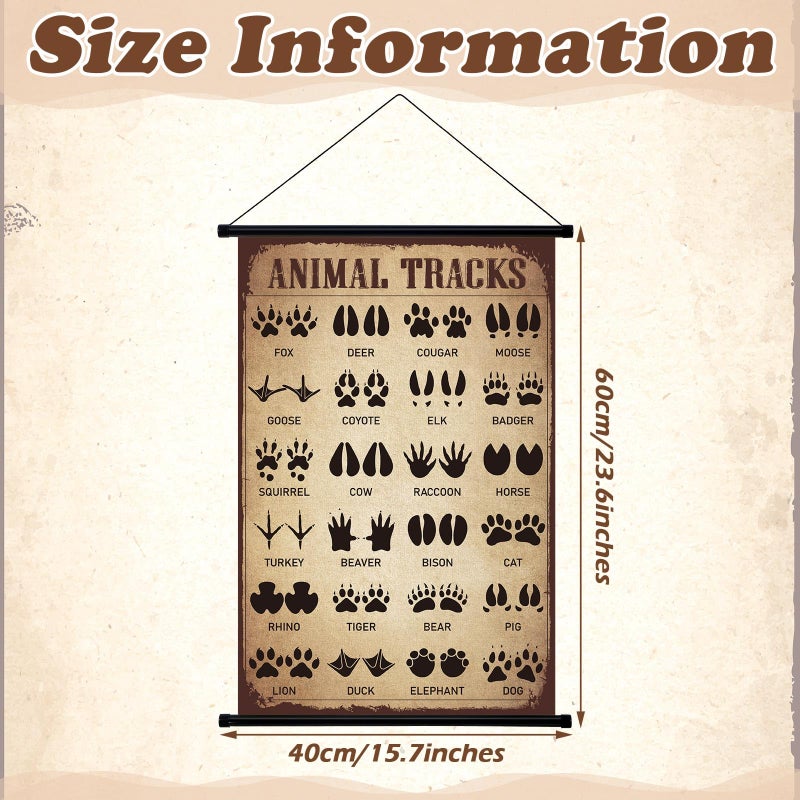 Geyee Animal Tracks Vintage Poster Wall Decor Forest Woodland Tracks Knowledge Picture Therian Field Guide Sign Prints Wall Art for Home Kitchen Office Living Room Bedroom Frame, 15.8 x 23.6 Inch - Image 4