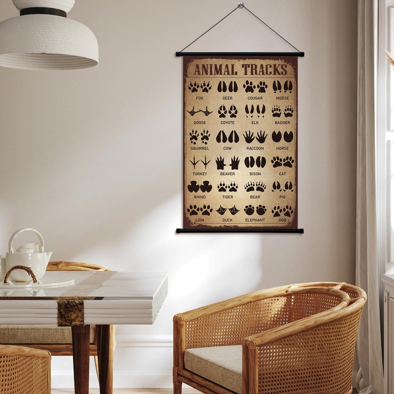 Geyee Animal Tracks Vintage Poster Wall Decor Forest Woodland Tracks Knowledge Picture Therian Field Guide Sign Prints Wall Art for Home Kitchen Office Living Room Bedroom Frame, 15.8 x 23.6 Inch - Image 2