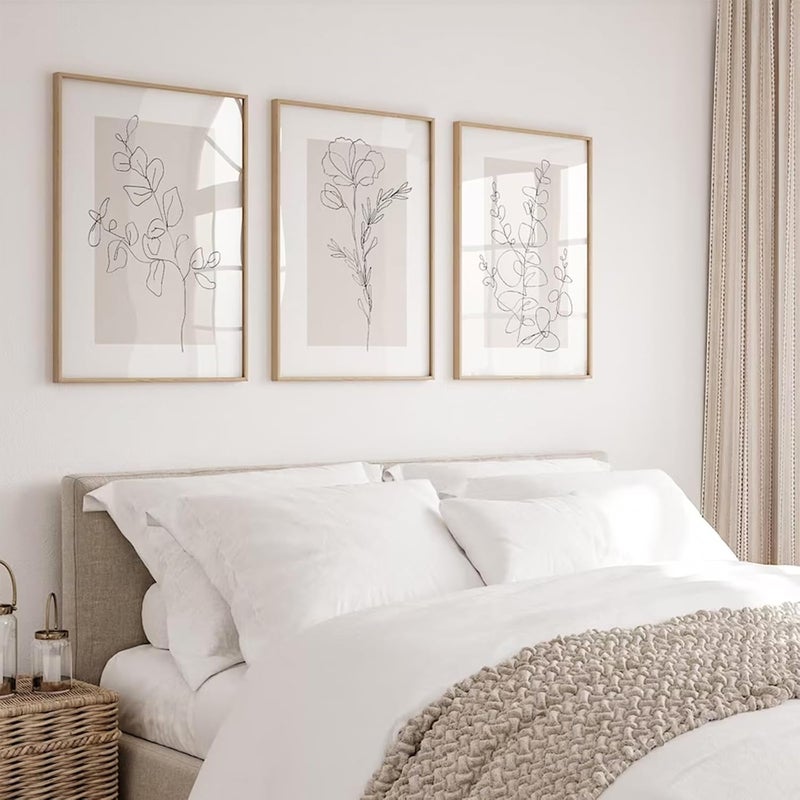 Youillne Neutral Botanical Prints Wall Art Flower Minimalist Canvas Wall Decor Vintage Line Wall Art Floral Plant Painting Pictures Beige Boho Artwork Farmhouse Poster for Bedroom 24x36 Inch Unframed Set of 3 - Image 5