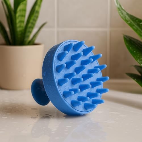 Commence Scalp Massager Shampoo Brush with Soft Silicone Bristles (Blue) - Image 1