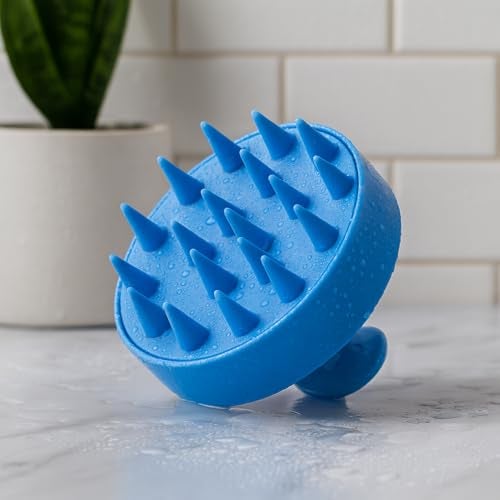 Commence Scalp Massager Shampoo Brush with Soft Silicone Bristles (Blue) - Image 2