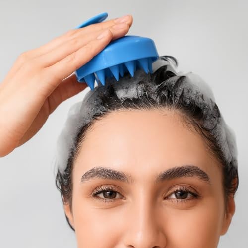 Commence Scalp Massager Shampoo Brush with Soft Silicone Bristles (Blue) - Image 3