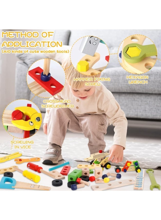 MAGIC VAULT Children's Wooden Toy Tool Box, Wooden Tool, Tool Case Children with Wooden Box, Children's Toy Montessori Toy from 3 4 5 6 Years - Image 5