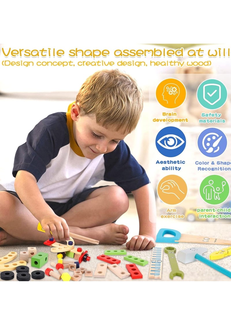 MAGIC VAULT Children's Wooden Toy Tool Box, Wooden Tool, Tool Case Children with Wooden Box, Children's Toy Montessori Toy from 3 4 5 6 Years  - Image 3