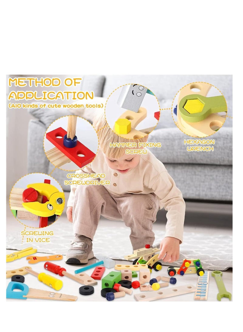 MAGIC VAULT Children's Wooden Toy Tool Box, Wooden Tool, Tool Case Children with Wooden Box, Children's Toy Montessori Toy from 3 4 5 6 Years  - Image 5