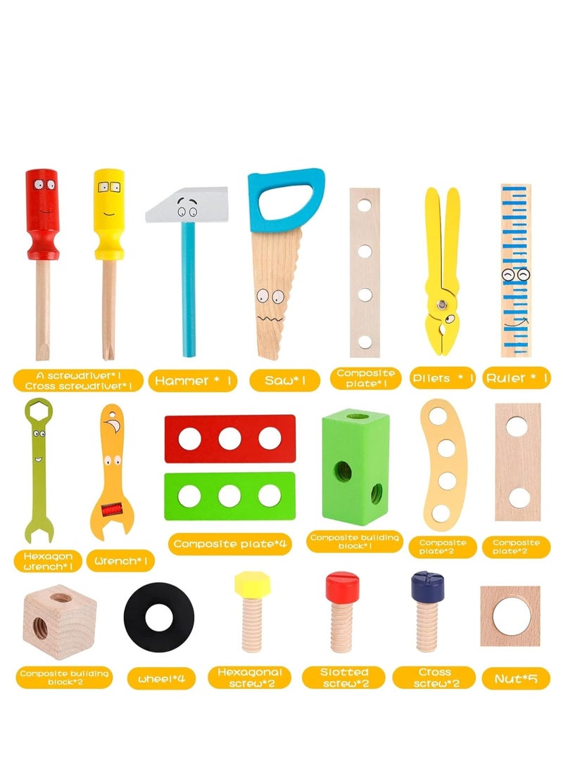 MAGIC VAULT Children's Wooden Toy Tool Box, Wooden Tool, Tool Case Children with Wooden Box, Children's Toy Montessori Toy from 3 4 5 6 Years  - Image 4