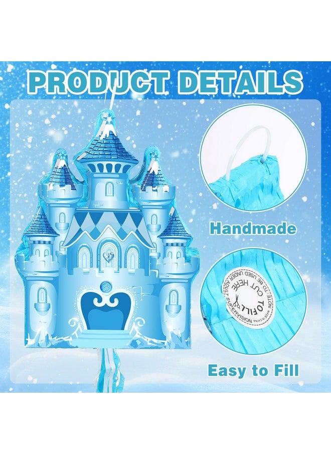Harrycle - Winter Piñata Christmas Piñata Wonderland Themed Piñata With Blindfold Bat For Christmas Princess Winter Theme Birthday Party Supplies Decorations(Blue, Castle) - Image 1