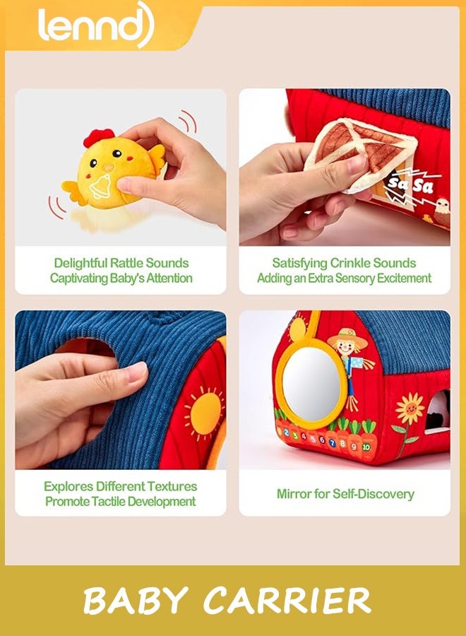 LENND Baby Toys 6-12 Months - Surprise Barn Stuffed Farm Animals, Rattle, Crinkle, Mirror, Montessori Toys for 6 Month Old Babies Sensory Balls Toddlers 1-3 Gifts Christmas Baby Stocking Stuffers - Image 3