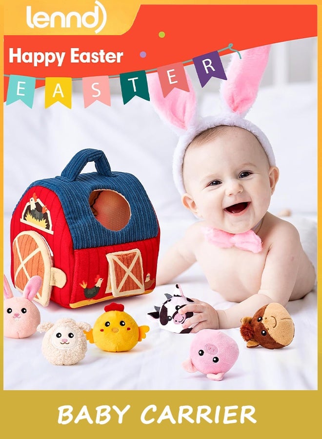 LENND Baby Toys 6-12 Months - Surprise Barn Stuffed Farm Animals, Rattle, Crinkle, Mirror, Montessori Toys for 6 Month Old Babies Sensory Balls Toddlers 1-3 Gifts Christmas Baby Stocking Stuffers - Image 4