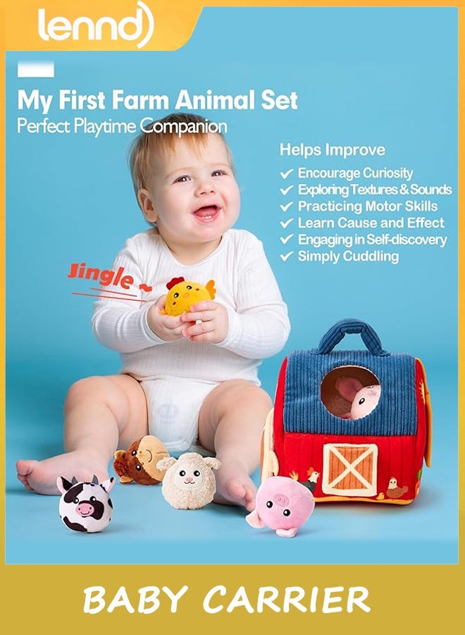 LENND Baby Toys 6-12 Months - Surprise Barn Stuffed Farm Animals, Rattle, Crinkle, Mirror, Montessori Toys for 6 Month Old Babies Sensory Balls Toddlers 1-3 Gifts Christmas Baby Stocking Stuffers - Image 5