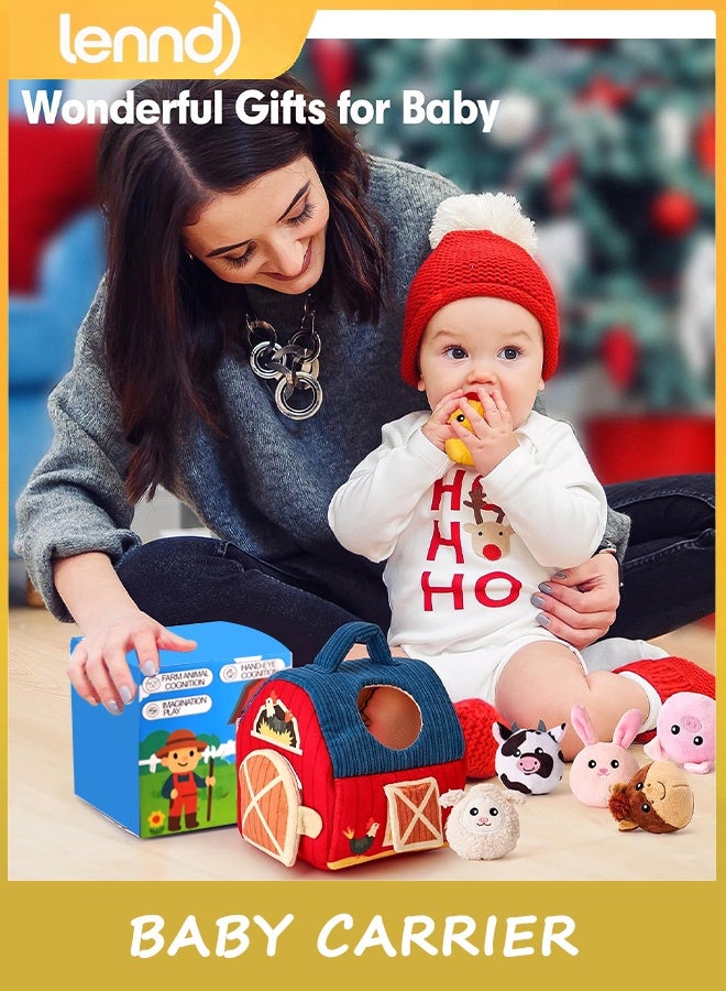LENND Baby Toys 6-12 Months - Surprise Barn Stuffed Farm Animals, Rattle, Crinkle, Mirror, Montessori Toys for 6 Month Old Babies Sensory Balls Toddlers 1-3 Gifts Christmas Baby Stocking Stuffers - Image 2
