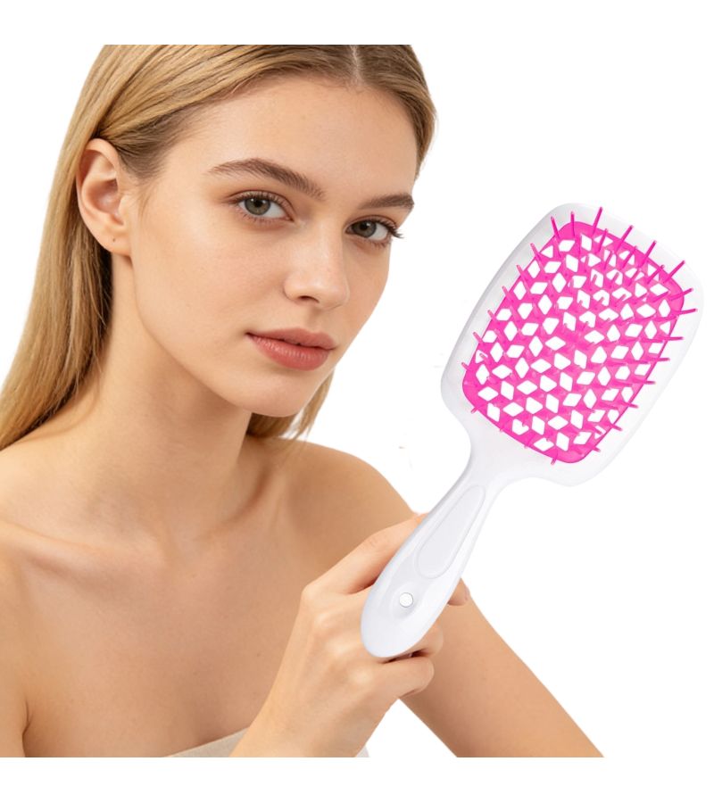 Vented Wide Tooth Comb For Gentle Detangling Wet Dry Curly Hair Comfortable Grip - Image 1