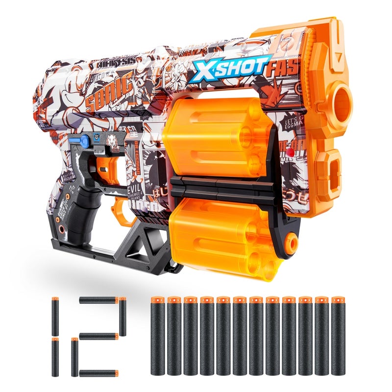 Zuru - X-Shot Dread Sonic The Hedgehog Retro with 12 Soft Bullets - 36583G - Image 1