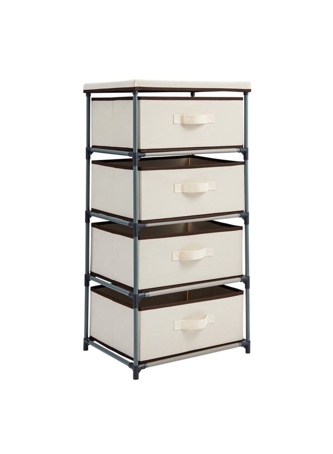 Juvale 4-Layered Storage Bin Cabinet Drawer for Clothing, Underwear, Documents, Household Objects - Brown, 16.5 x 13 x 33 inches - Image 1