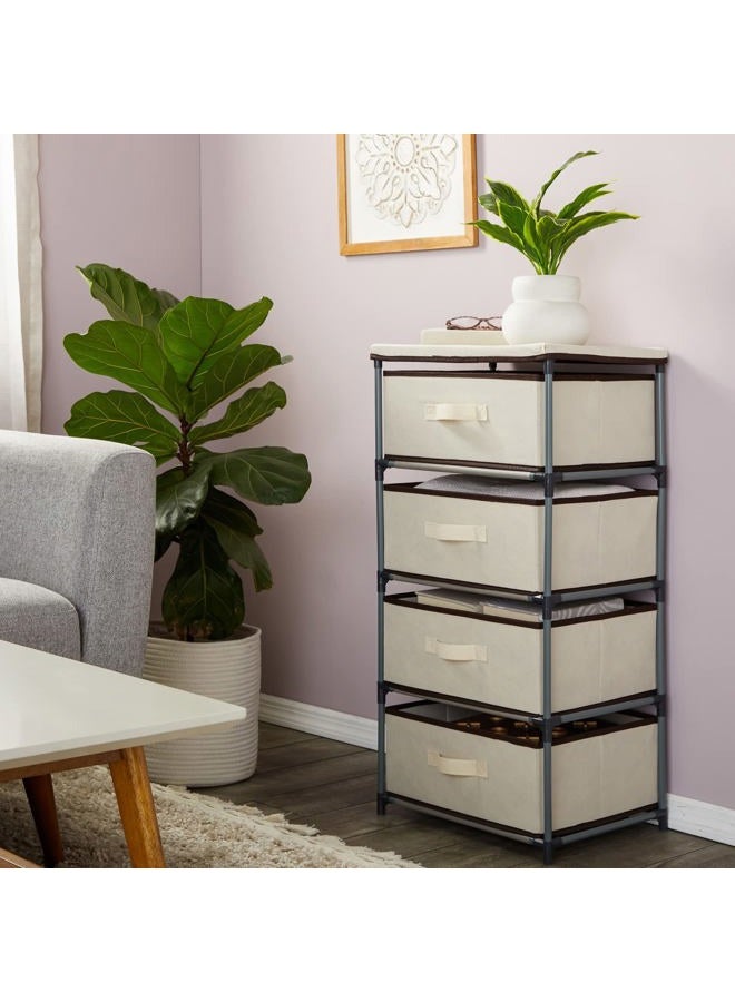 Juvale 4-Layered Storage Bin Cabinet Drawer for Clothing, Underwear, Documents, Household Objects - Brown, 16.5 x 13 x 33 inches - Image 2
