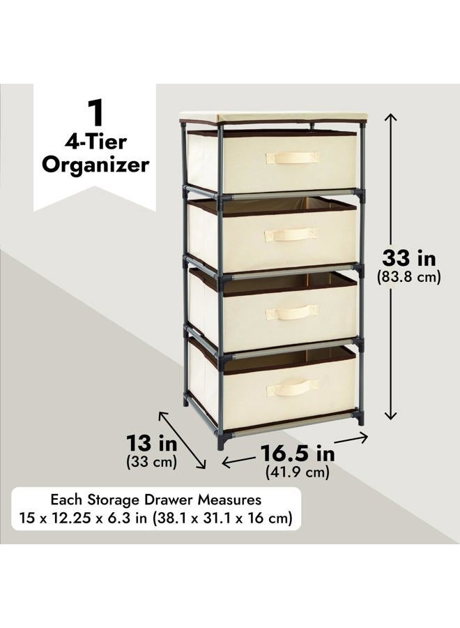 Juvale 4-Layered Storage Bin Cabinet Drawer for Clothing, Underwear, Documents, Household Objects - Brown, 16.5 x 13 x 33 inches - Image 5