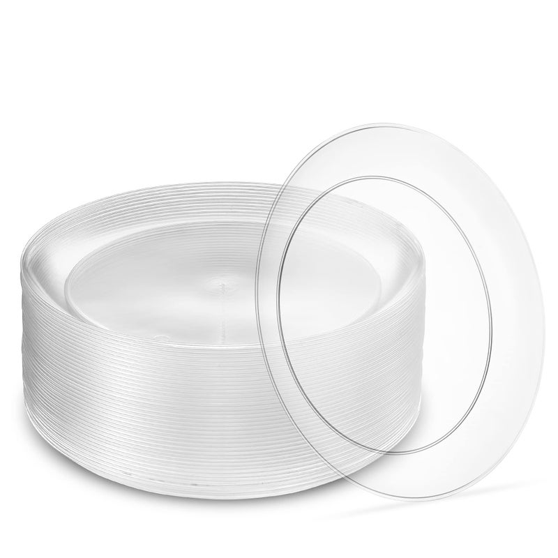 PLASTICPRO 9 40 Pack 9 inch Premium Heavy Weight Crystal Clear Classy Disposable hard Plastic Entree plates