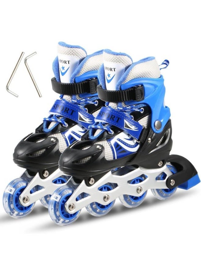Zain Adjustable Sports Skates with LED Lights, Single Row, 4 Wheels - Image 1