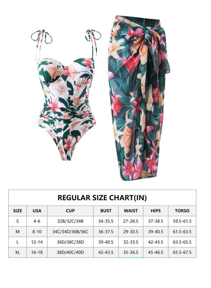 SISGL بدلة سباحة نسائية مكونة من قطعتين مع غطاء شاطئي وتنورة طويلة لملابس السباحة فستان شاطئي نسائي عتيق بدلة سباحة عتيقة ملابس ركوب الأمواج صيفية - Image 5