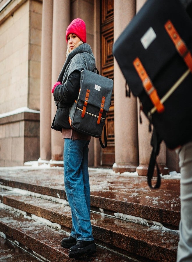 Modoker Vintage Laptop Backpack for Women Men,School College Backpack with USB Charging Port Fashion Backpack Fits 15 inch Notebook (Grey) - Image 2