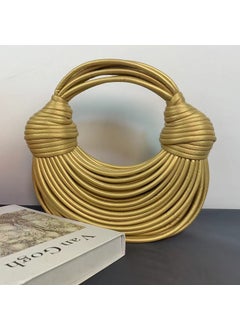 Personalized Woven Noodles Bag Handmade Woven Rope Knot Bag for Small Crowd Ramen Wrap Dumpling Clouds Portable Crossbody BagPearlescent gold Pearlescent gold